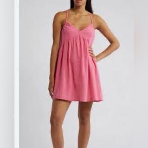 RIP CURL Classic Surf Cotton Cover-Up Dress in Hot Pink NWT